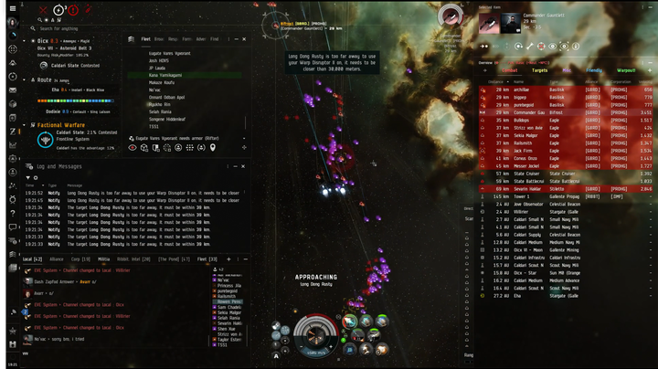 EVE Online. GalMil Malediction vs CalMil Eagle fleet
